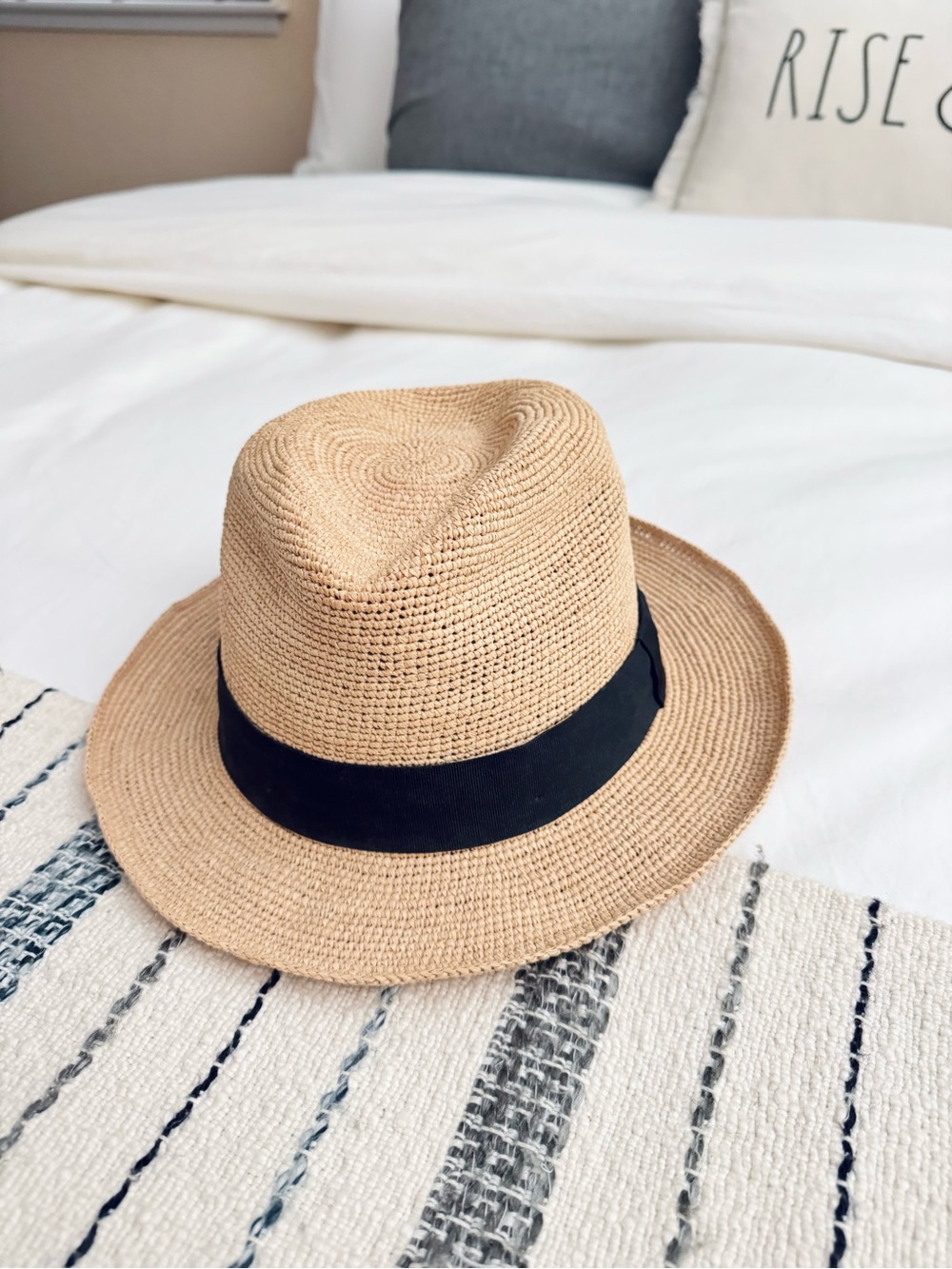 Cuyana Natural Straw Fedora with Black Band